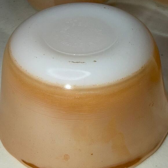 FIRE-KING Peach Luster 6oz Custard Cups #424” Scalloped Edge Set of 4 - Picture 4 of 7